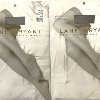 2 Lane Bryant Plus TAUPE Size A Hosiery NEW Invisible Reinforced Toe Daysheer